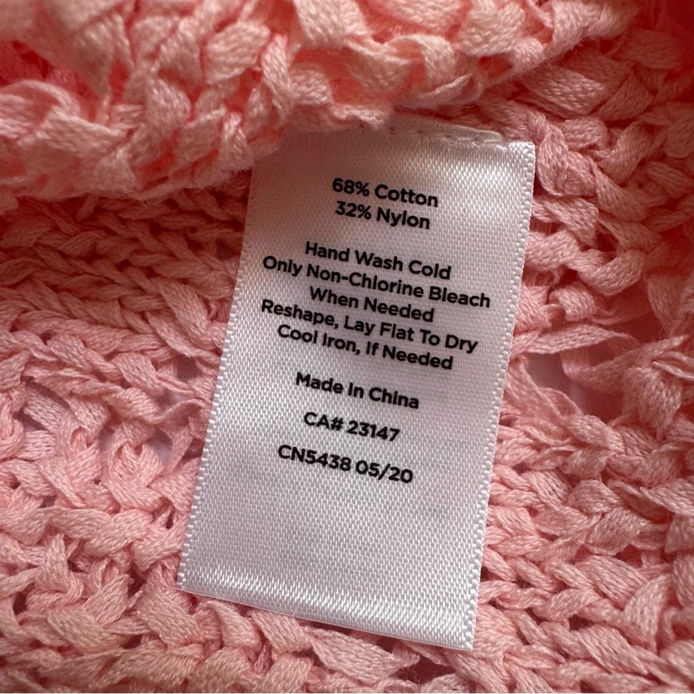 Talbots Scallop Pink Pointelle Crewneck Sweater LP Cotton Blend - Picture 9 of 16
